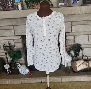 Floral Long Sleeve Henley Top
